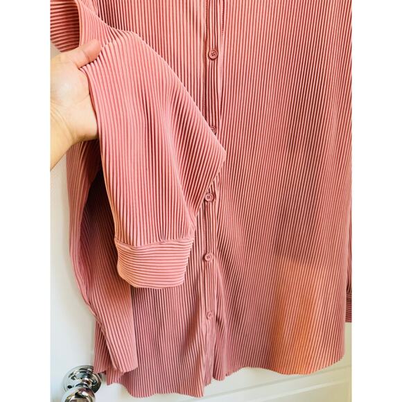 JLUXLABEL Pink Button Down‎ Top Large Striped Relaxed Casual - Picture 7 of 10